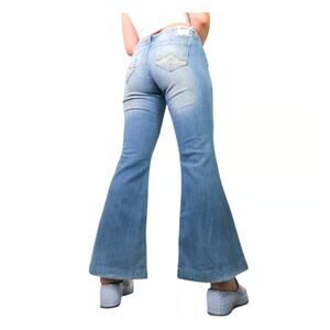 Y2k Almost Famous Flare Leg Jeans Light Wash Low Rise Jeans Ripped Size 1 25"